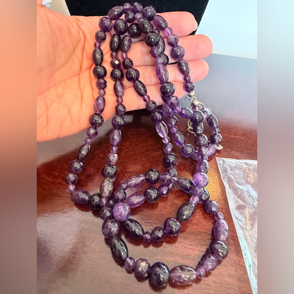 Jay King DTR Double Strand Amethyst Bead Sterling Silver 26" Necklace 116.8 g